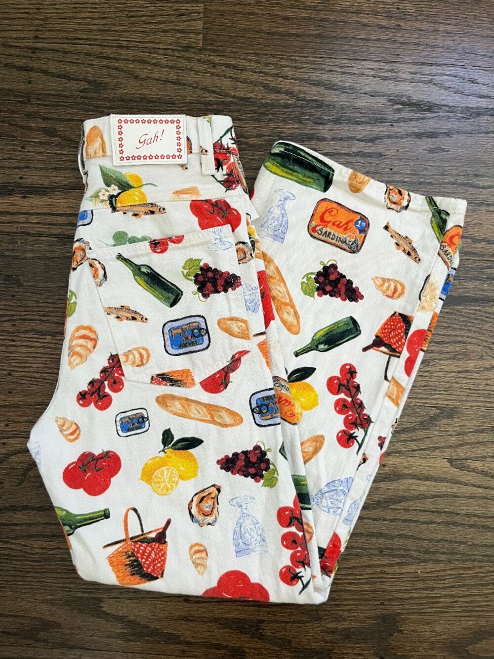 Lisa Says Gah Italian Summer Print Robyn Jeans Pants Trousers Denim Food, Size 2 - Picture 8 of 9